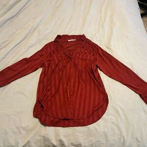 Abercrombie & Fitch Striped Red Button Down Shirt